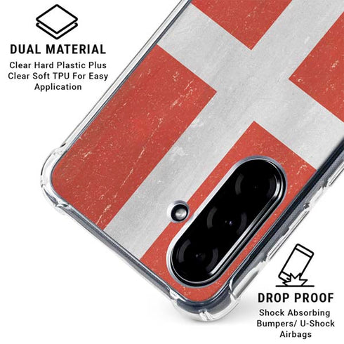 Denmark Flag Distressed Galaxy A36 5G Clear Case